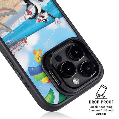Looney Tunes Beach iPhone 15 Pro Kickstand Case
